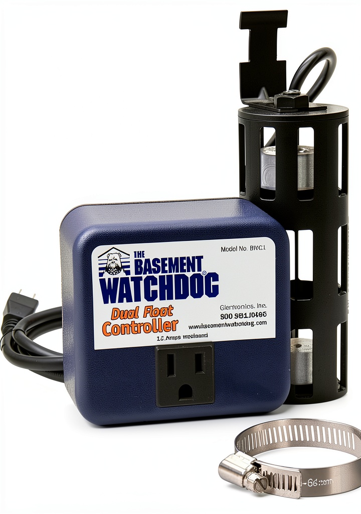 Basement Watchdog float switch installed in a sump pit
