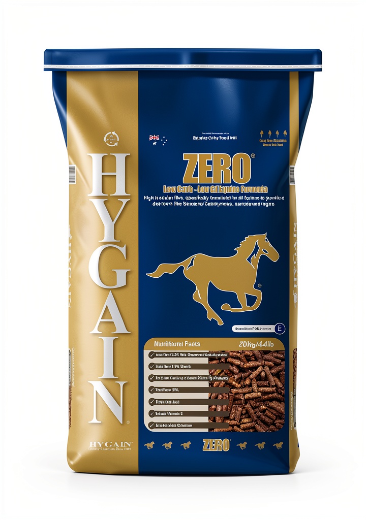 Hygain Zero horse feed bag displayed in a stable setting