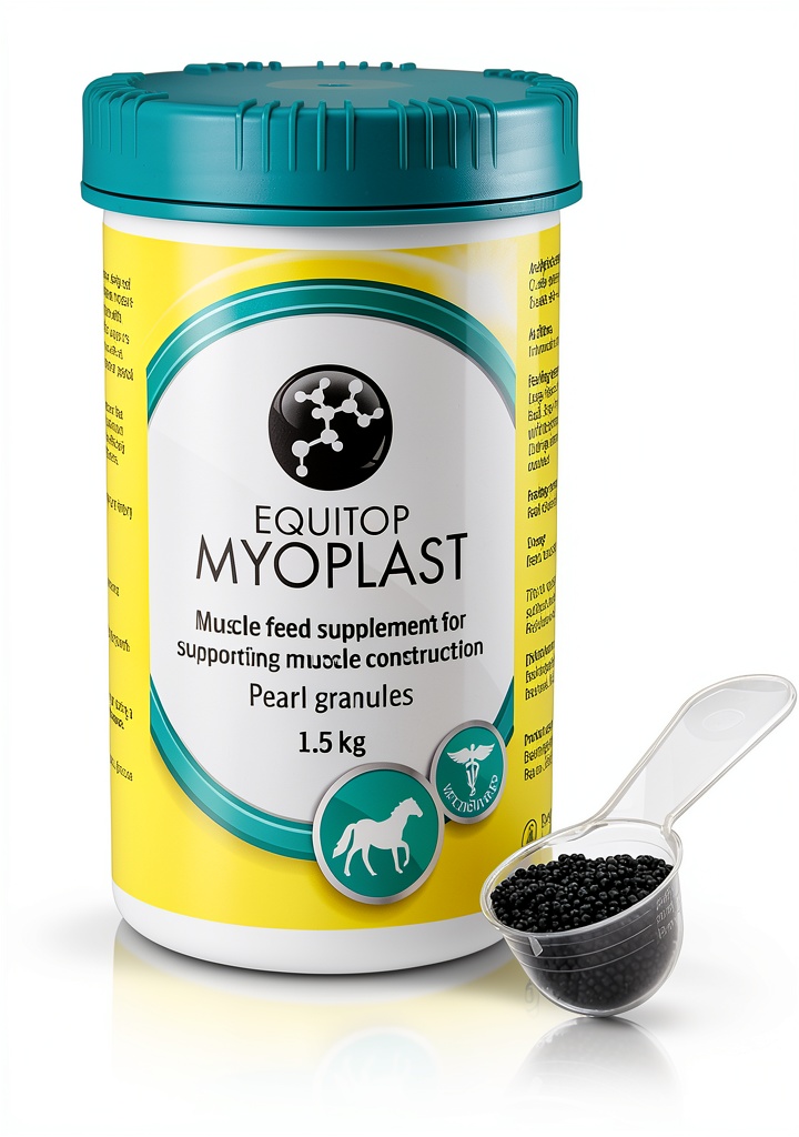 Equitop Myoplast being mixed into a horse's feed