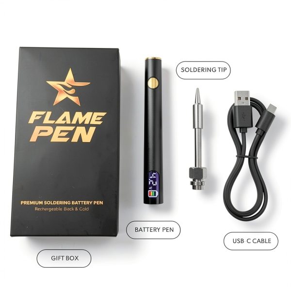 FlamePen Premium Soldering Iron 650mAh Rechargeable Pen Black Gold-2
