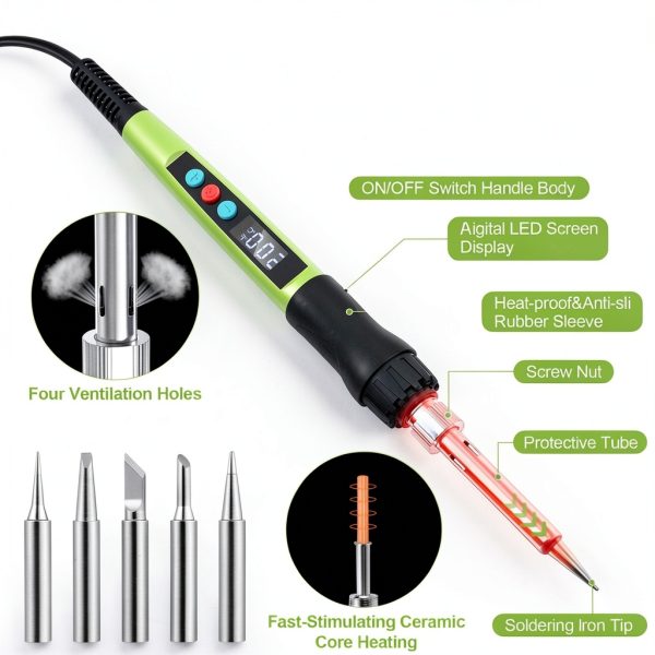 Soldering Iron Kit Q MING 100W LED Digital Gun with Ceramic Heater-1